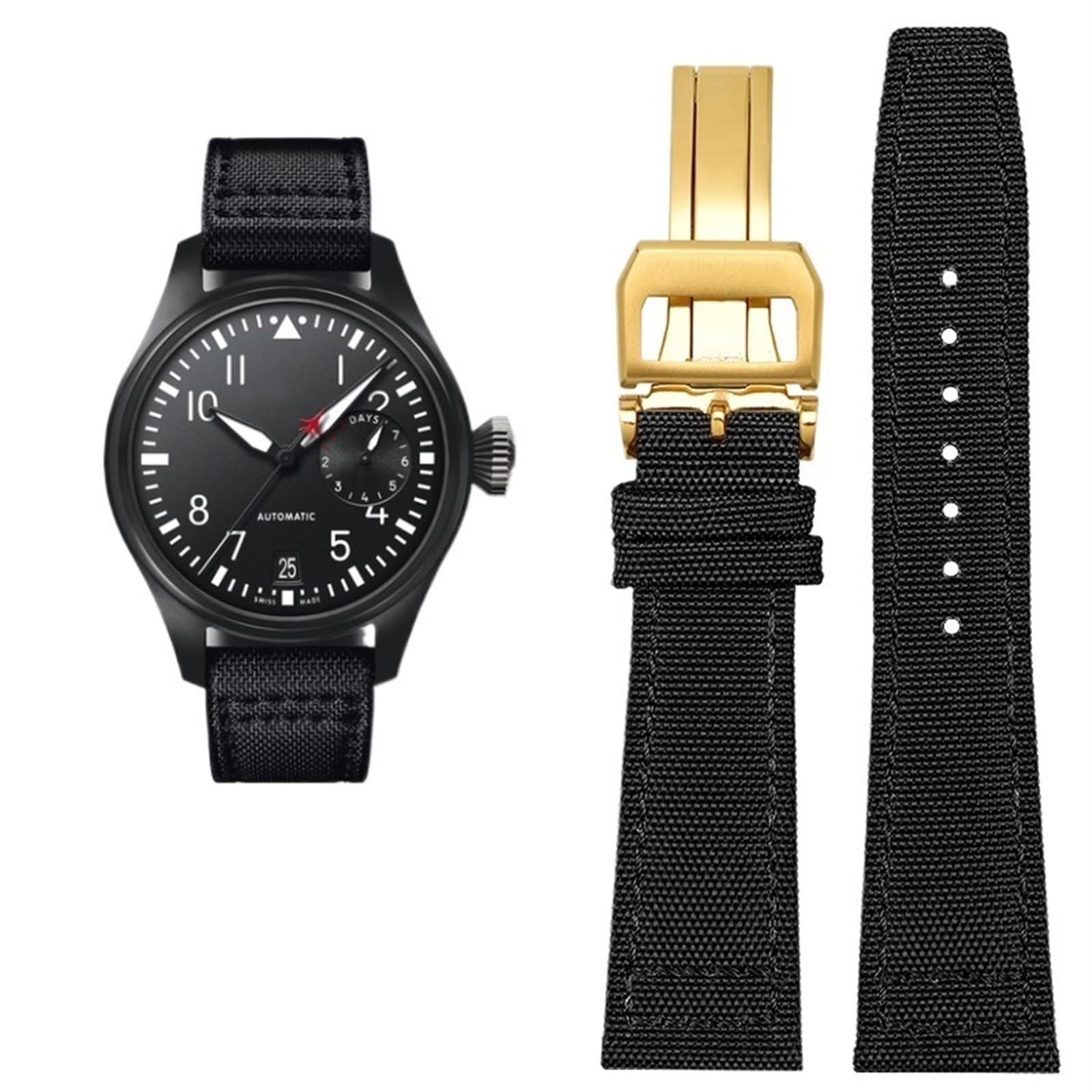 Hochdichtes Nylon-Rindsleder für IWC Pilot Portugal Stoff Uhrenarmband 20mm 21mm 22mm Armband Schwarz Armeegrün Blau Handgelenkgürtel