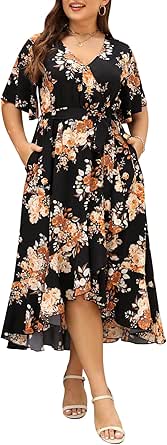 Kelumi Plus Size Dresses for Curvy Women, Summer Casual Midi Dress with ...