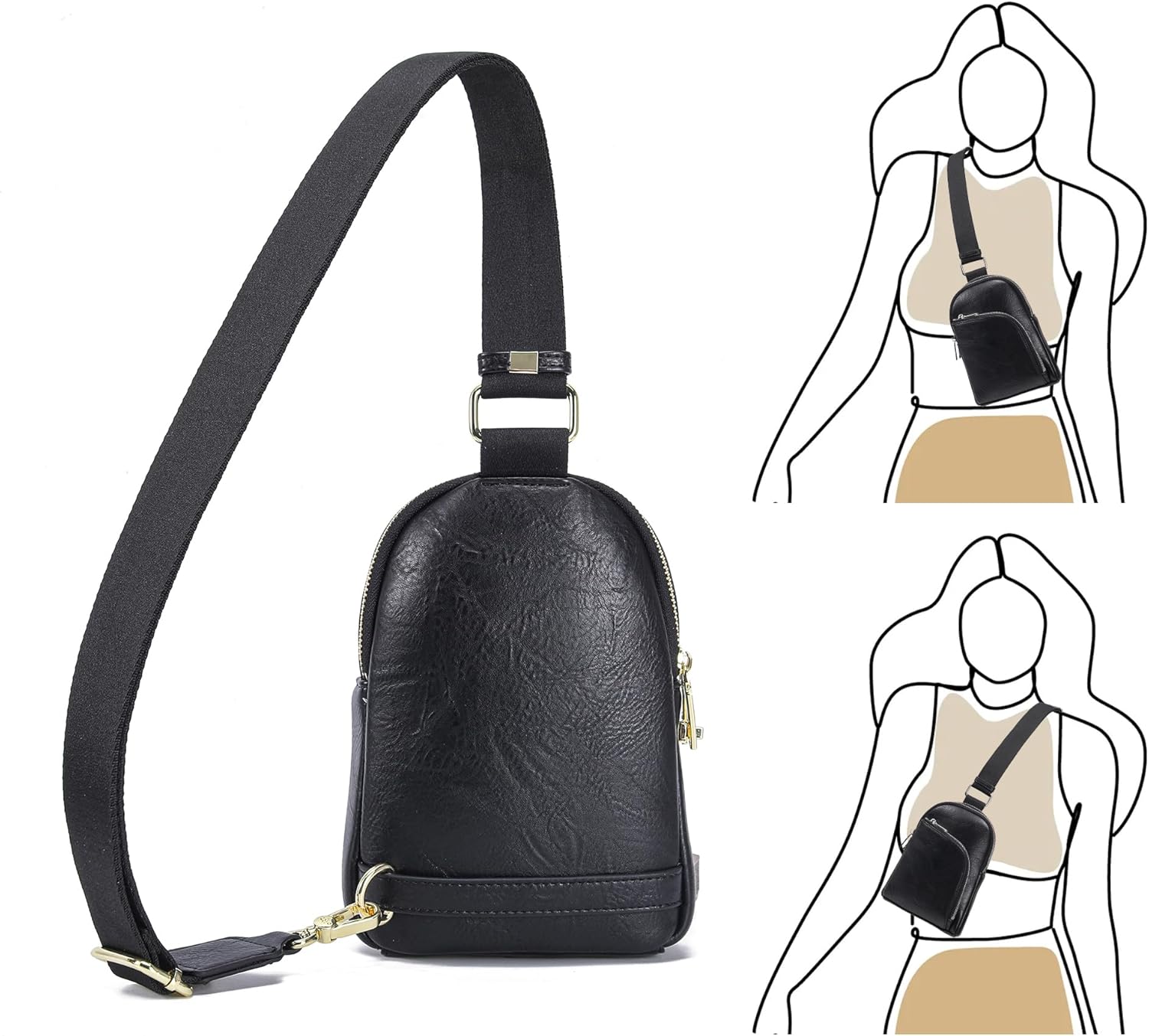 INICAT RFID Blocking Sling Bag, Anti Theft Crossbody Bag for Women, Travel Fanny Pack Style Purse, Vegan Leather - Image 6