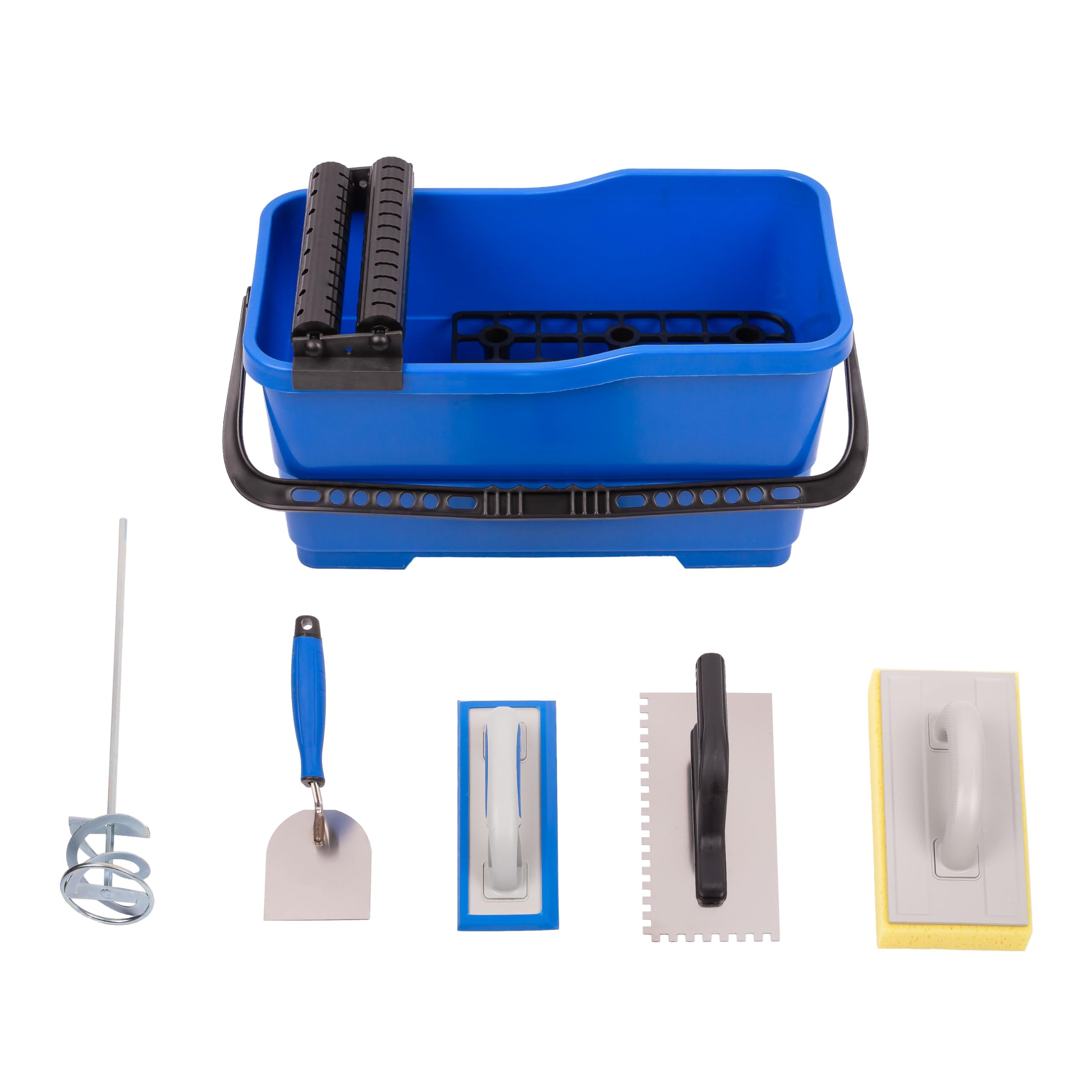Kit Lavaggio Piastrelle MIVOS 6 Pezzi Professionale - Cazzuola, Spatola, Secchio 22L