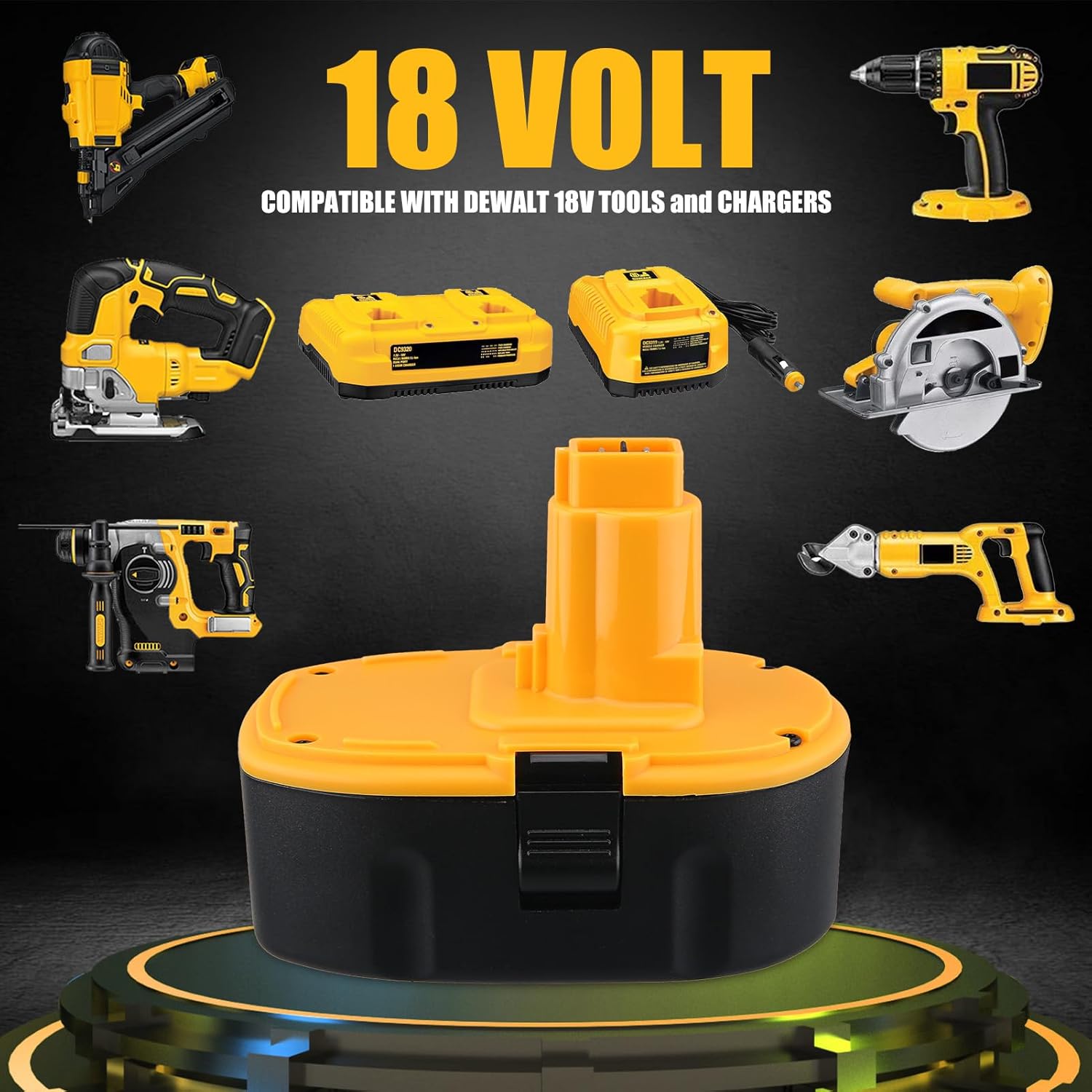 DC9096 6000mAh/6.0Ah 18 Volt Li-ion Replacement for Dewalt 18V Battery Compatible with DEWALT DC9098 DC9099 DE9096 DE9095 DW9096 DW9098 DW9095 DC9182 and18V Tools 4 Pack
