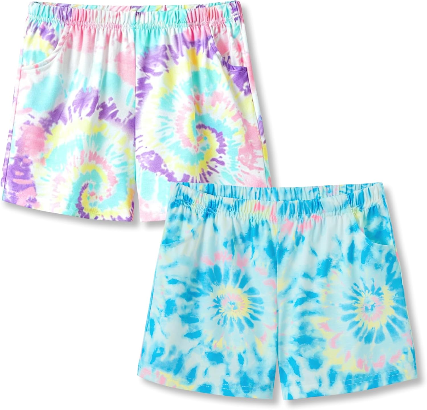 Beezizac Girls Pajama Shorts - Capybara/Dog/Ditsy/Tie-Dye Summer Sleep Bottoms with Pockets Kids Loungewear Size 6-18