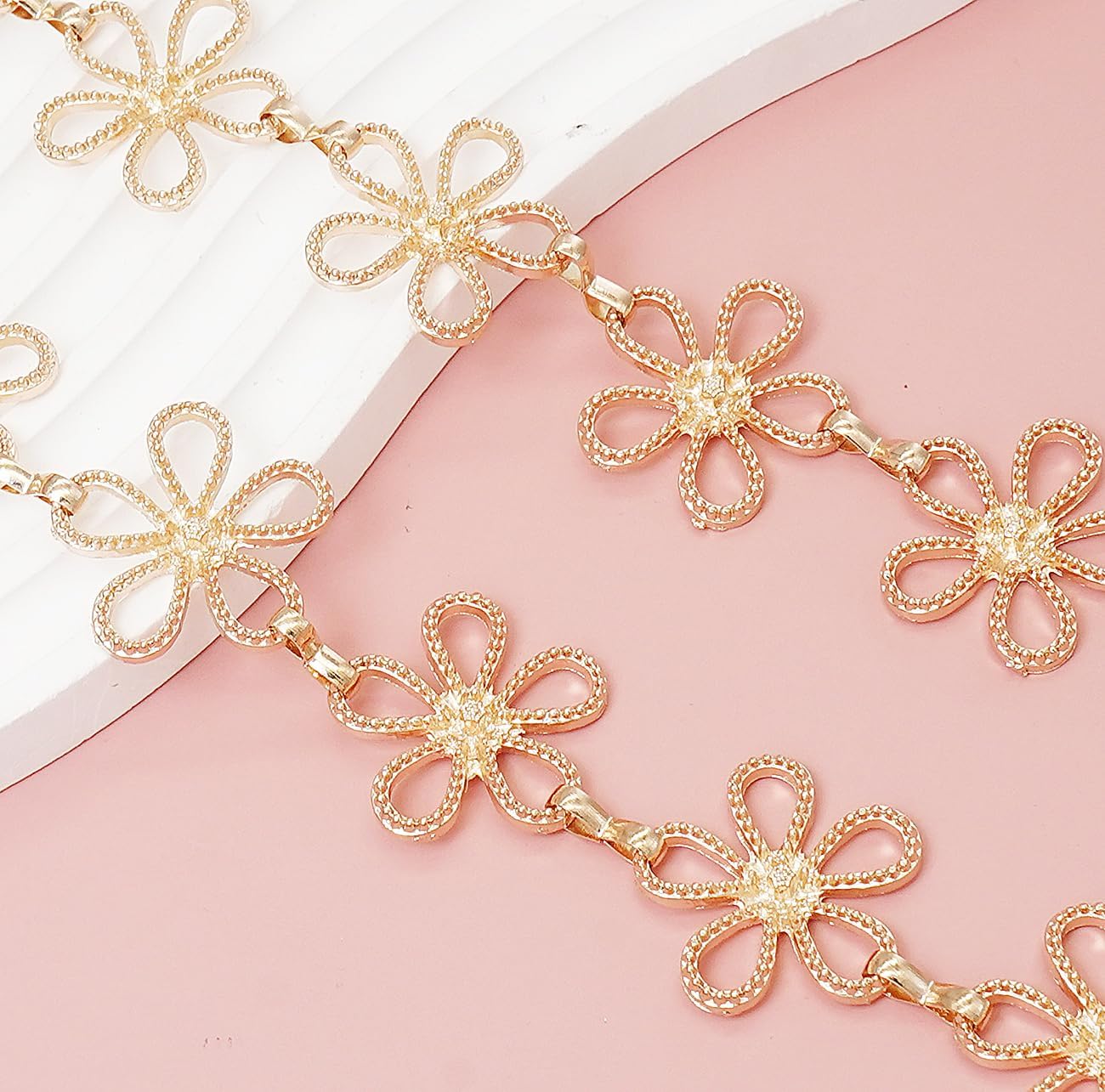 Women's Waist Chain Flower Metal Belt for Dresses Jeans - Image 4