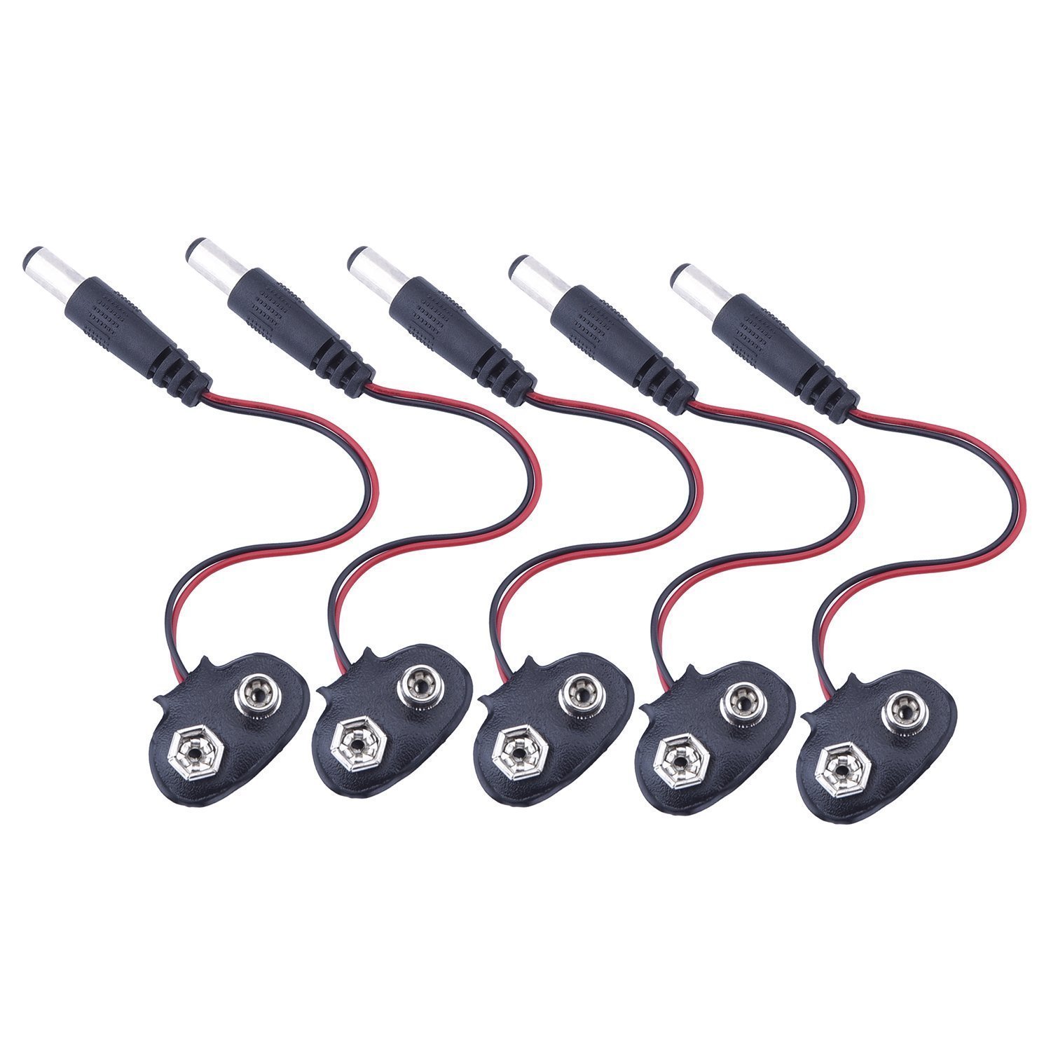 DollaTek 10 szt. 9 V przy??cze do akumulatora kabel klips z 2,1 x 5,5 mm m?ski DC wtyczka sieciowa typ T do Arduino