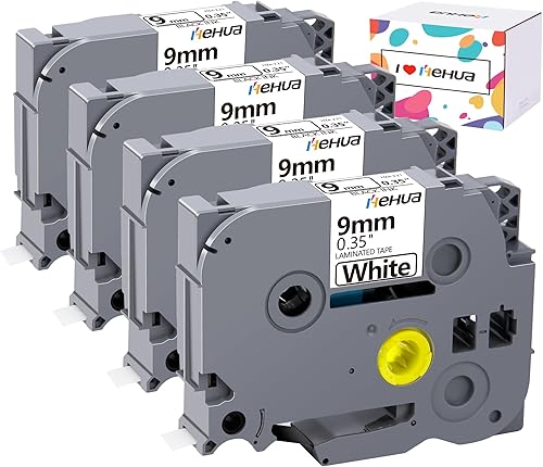 Miniatura 12 de Hehua Paquete de 6 cintas Tze Tz de 0.354 in 0.35 laminadas blancas compatibles con Brother TZe-221 TZe221 P Touch Label Maker Tape para Ptouch