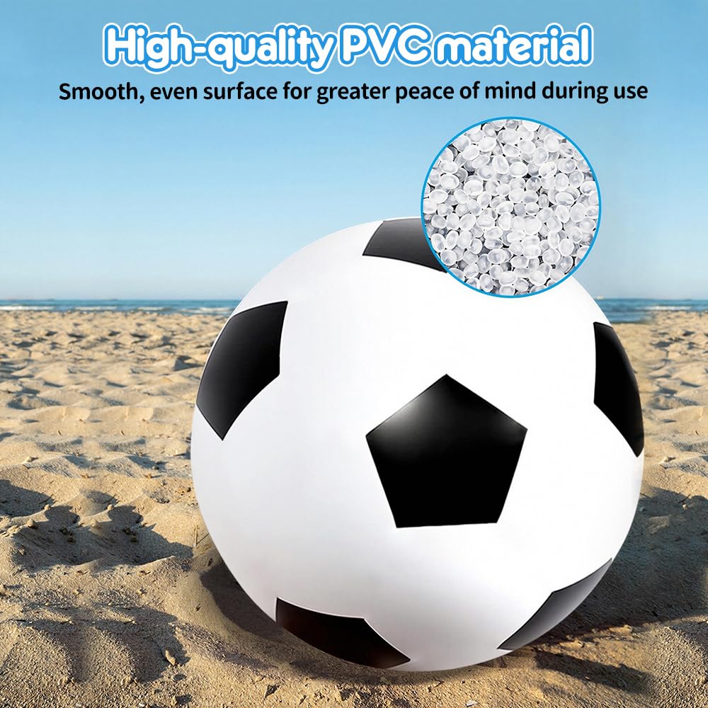 Fußball Ø 85 cm Groß, Aufblasbarer Riesen-Ball aus robustem Gummi, Geeignet zum Treten, Werfen und Rollen, Schwarz Weiß Indoor & Outdoor, Geschenk für Kinder Jungen Mädchen