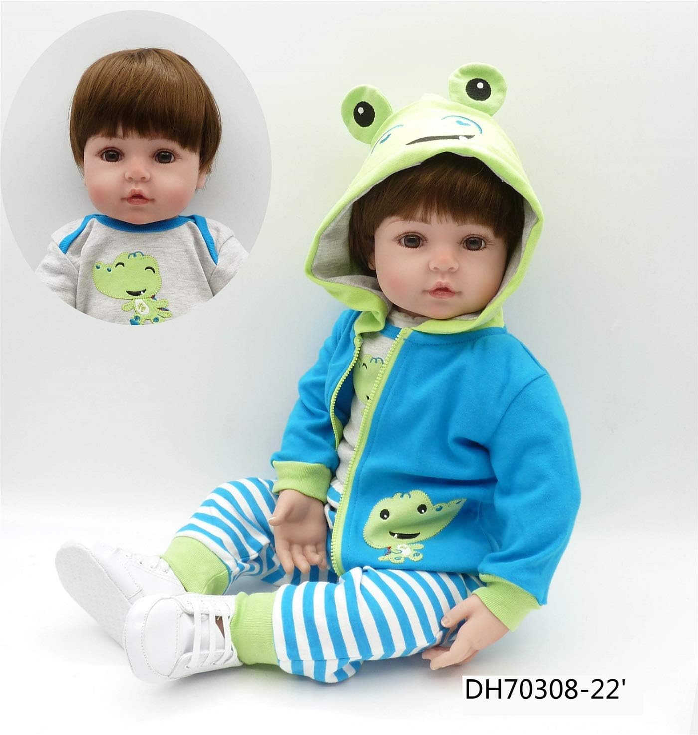 iCradle SO Cute Twins Reborn Baby Dolls 24 inch Soft Silicone Reborn Toddler Dolls Boy and Girl Life Like Real Baby's Feel Newborn Babies for Children 2 pcs (Frog & Panda)