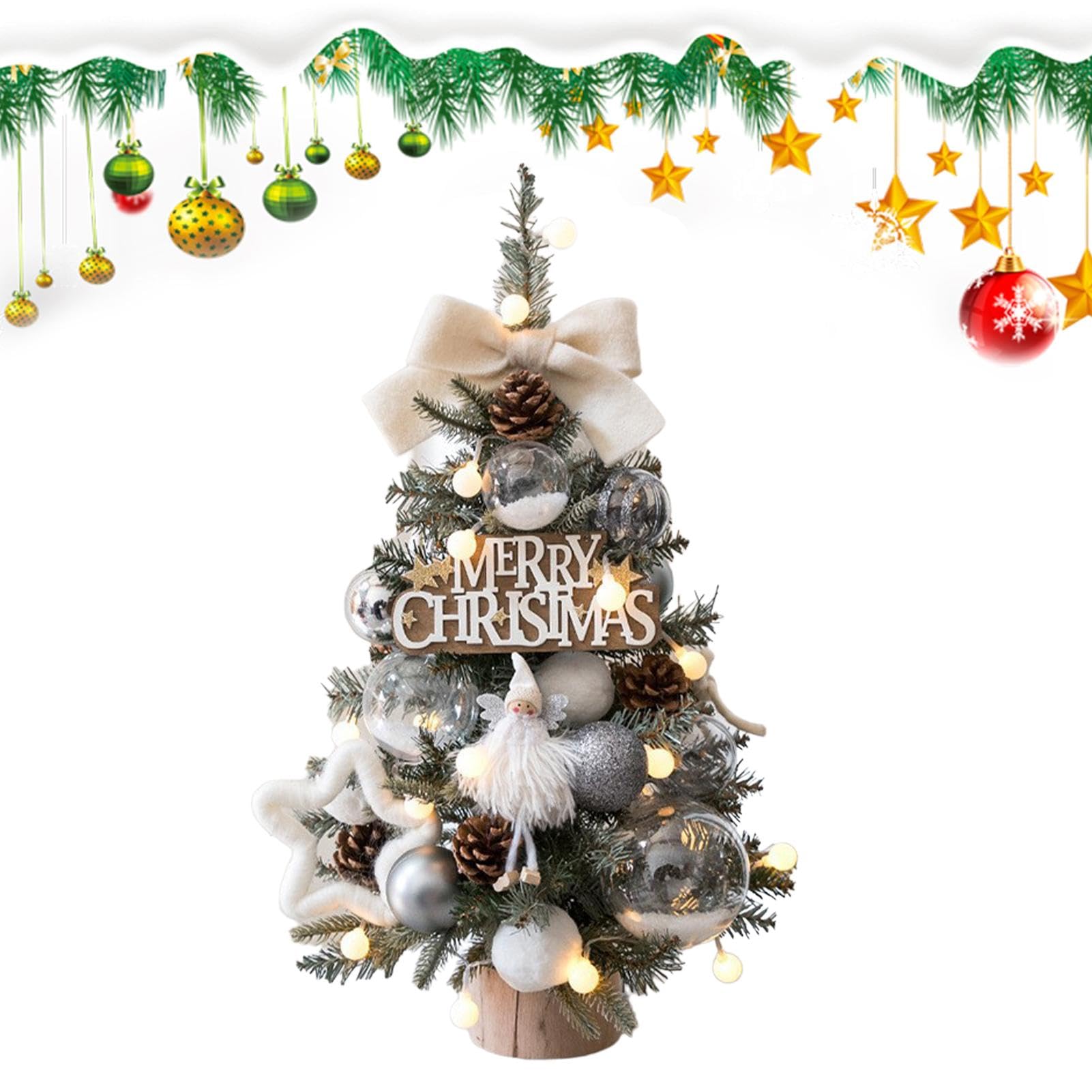 albero di Natale artificiale illuminato da tavolo, 45,7 cm, ornamenti festivi, centrotavola da tavola, ideale per la decorazione della casa, le vacanze, la decorazione e l'esposizione dello | festivi, centrotavola da tavola, ideale per la decorazione dell