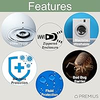 Vista 2 de Funda protectora de colchón impermeable para cama (tamaño individual) con cremallera, protector de bolsillo extra profundo de 16 pulgadas