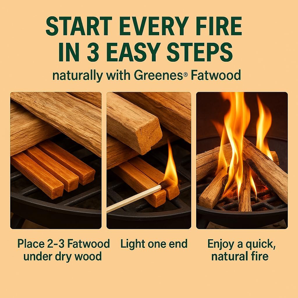 Greenes Fence Fatwood Fire Starter – 50 lb Box – 100% Natural Resin Pine Kindling – Chemical-Free All-Weather for Fireplaces, Campfires, Wood Stoves & Grills