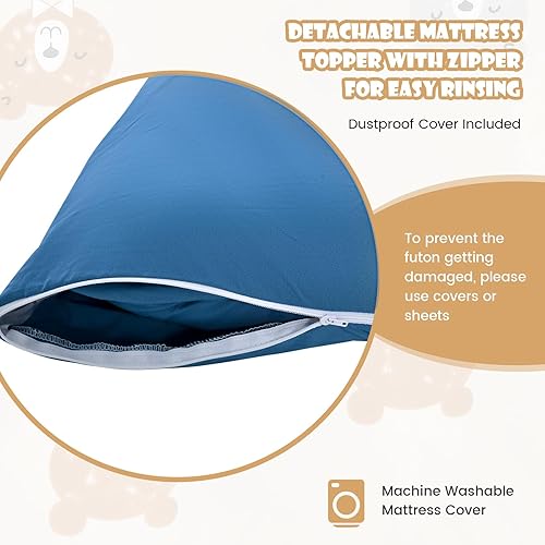 Miniatura 4 de Giantex Colchón japonés de futón, colchón enrollable de tatami con funda lavable y bolsa de transporte, colchoneta de dormir plegable y portátil