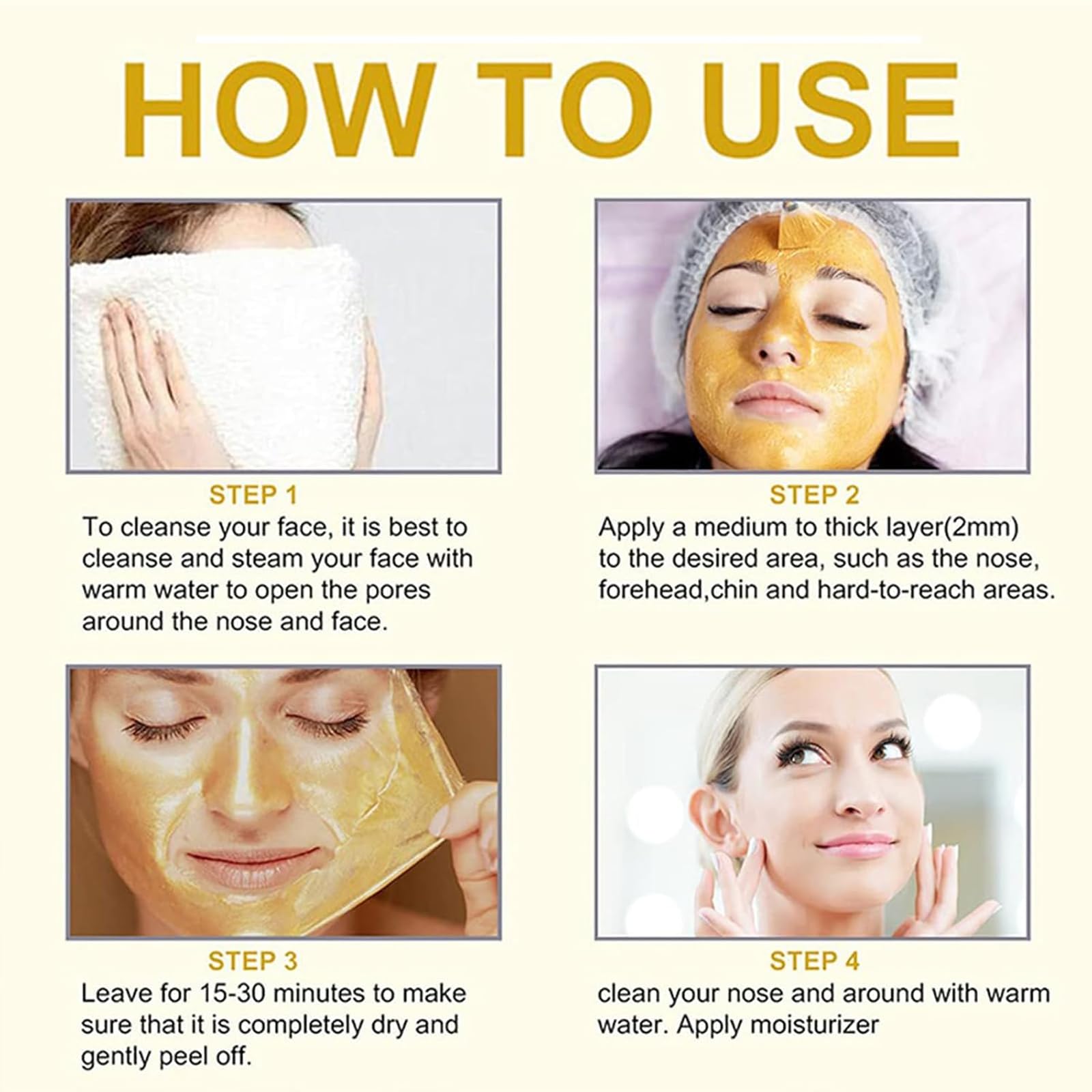 24K Gold Peel Off Face Mask,Anti-Wrinkle,Hydrating & Firming Facial Treatment,Deep Cleansing Pore Mask with Collagen & Hyaluronic Acid,Blackhead Remover for Women & Men,120ml - Image 3