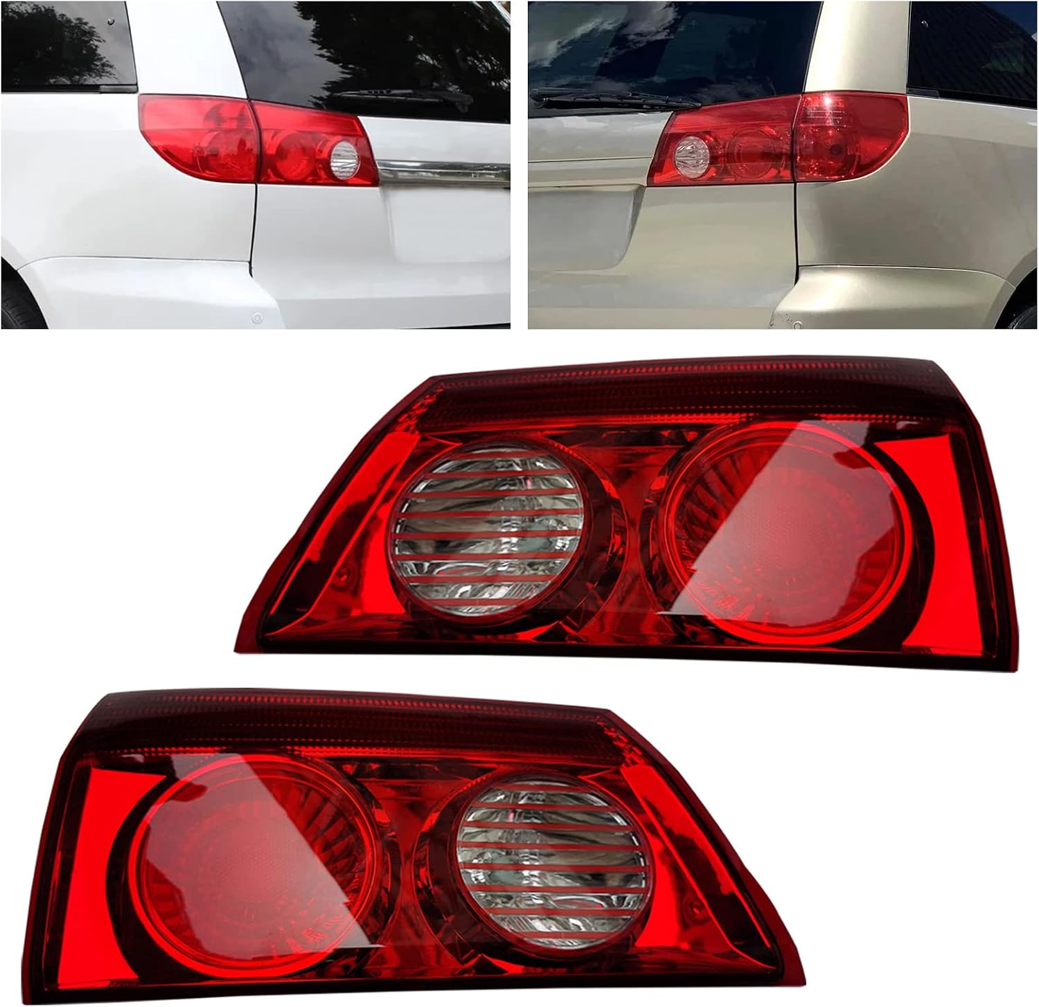 LYNICESHOP Halogen Tail Light Taillamp, Rear Tail Light Assembly, for 2006-2010 Toyota Senna To2802103, 81680ae020 Replacement(Driver + Passenger Side)