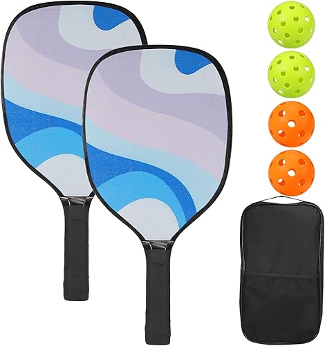 PATIKIL Juego de 2 palas de pickleball aprobadas por USAPA de madera prémium con agarre acolchado, 4 bolas de pickleball y una bolsa de transporte