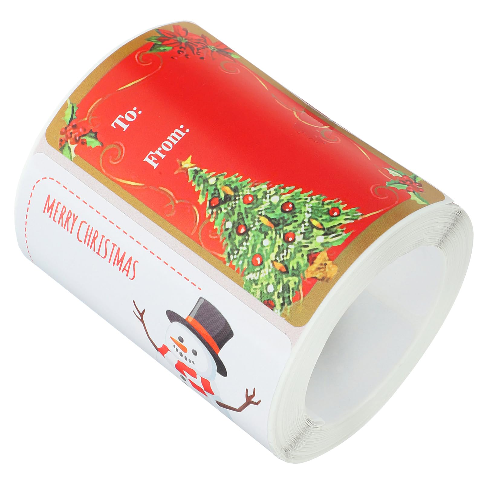 Operitacx 5 Rollen Festliche Geschenkaufkleber mit Weihnachtsmotiven Selbstklebende Rechteckige Etiketten für Handarbeiten und Partys Beschreibbare Geschenketiketten für Persönliche Note