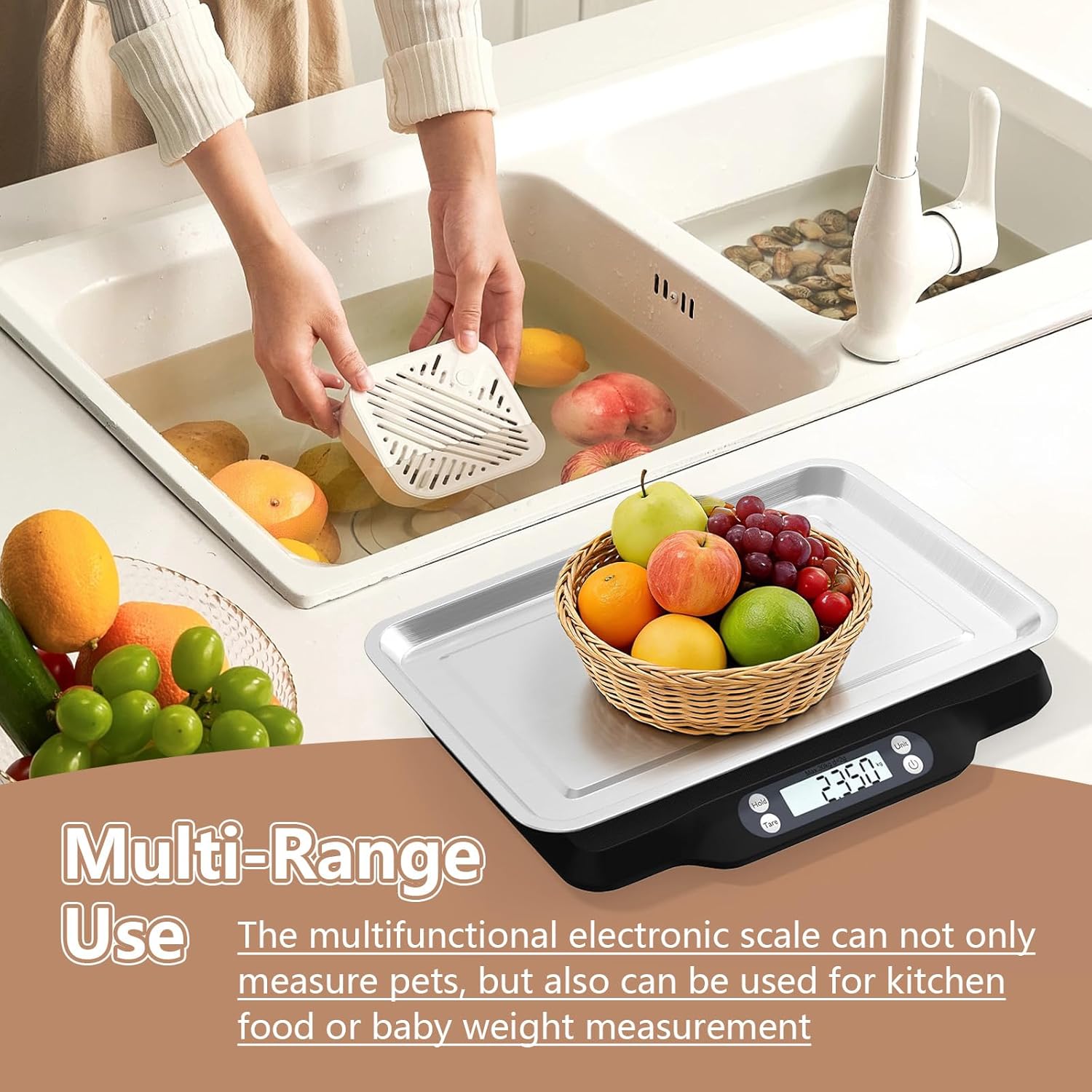 Helsevesen Digital Little Animal Precision Scale(30kg/2g; 66lb/0.1oz), Kitchen Scale, Postal Scale, Compact Bench Scale, Digital Wet Diaper/Organ Scale