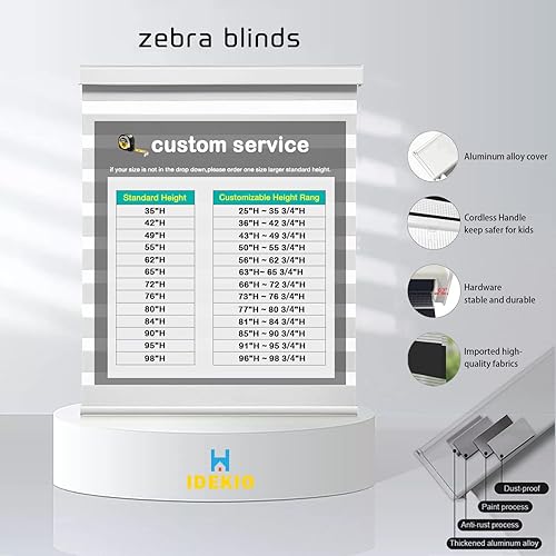 Vista 3 de Persianas enrollables de cebra, persianas enrollables para ventanas, tamaño personalizado, doble capa, sin cables, control de luz transparente