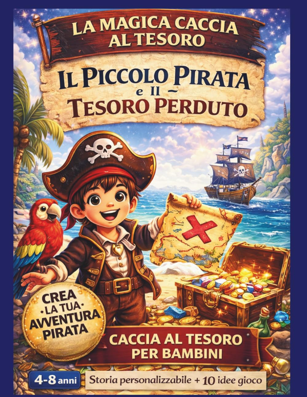 La Magica Caccia al Tesoro – Il Piccolo Pirata e il Tesoro Perduto: Caccia al tesoro per compleanno bambini 4-8 anni | 10 tappe narrative con giochi ... ritagliabili (Magical Party Adventures)