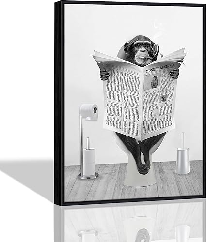 Vista 48 de Impresiones artísticas para pared de baño, divertidas impresiones artísticas sobre lienzo de perezoso enmarcado, cuadros en blanco y negro