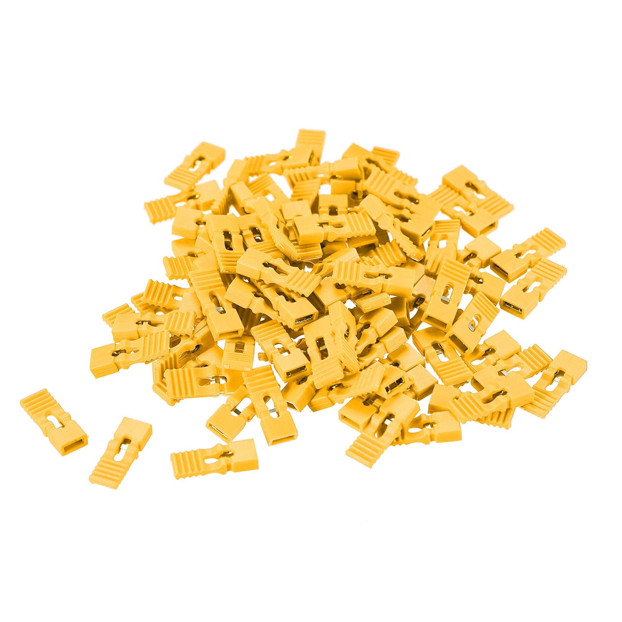 Mini puentes de conexión de 2.54mm uxcell con 100 tapas de cortocircuito alargadas en color amarillo 6