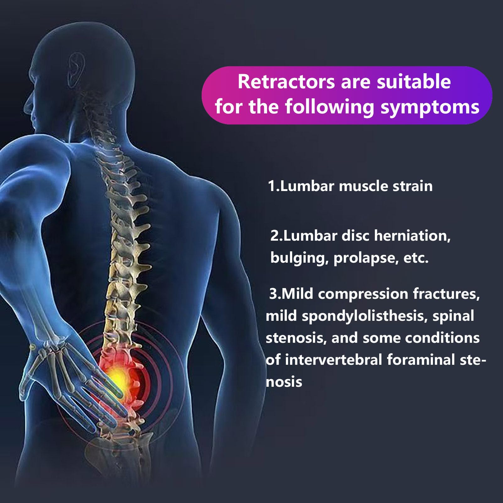 Soportes Lumbares, Dispositivo De Tracción Lumbar, Dispositivo para Aliviar El Dolor De Espalda con Hernia De Disco, Tirantes para Espalda, para Hombres Y Mujeres
