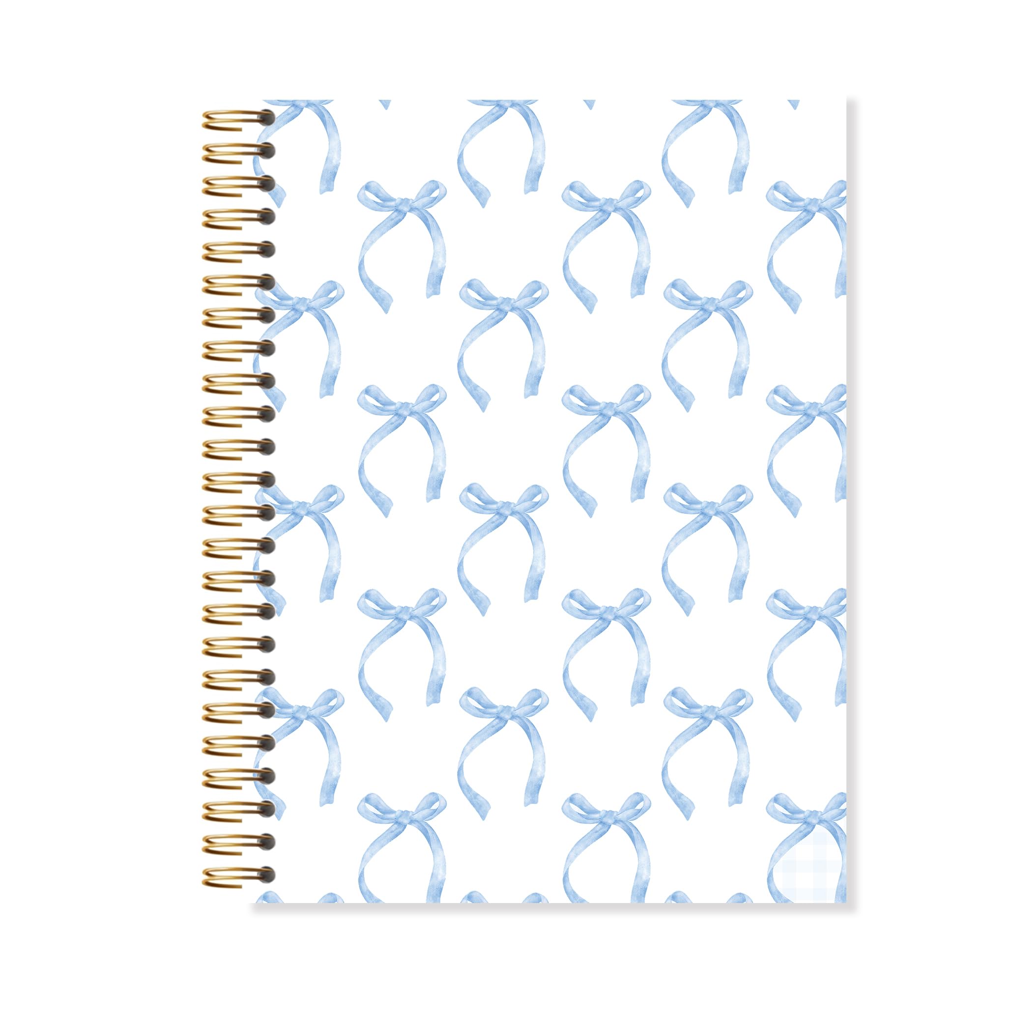 OSLYSOF Cuaderno de espiral con lazo de coqueta azul, cuadernos femeninos azules para tomar notas, diario estético para mujeres, suministros de oficina de coqueta, diario de lazo preparado, 5.5 x 8.3