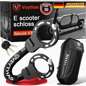 E Scooter Schloss mit Tasche – maximale Sicherheit mit schloss für e scooter,8mm handschellenschloss,90cm e-scooter schloss,Hochfeste Legierungen e roller schloss,für Scooter,Roller