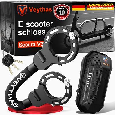 E Scooter Schloss mit Tasche – maximale Sicherheit mit schloss für e scooter,8mm handschellenschloss,90cm e-scooter schloss,Hochfeste Legierungen e roller schloss,für Scooter,Roller
