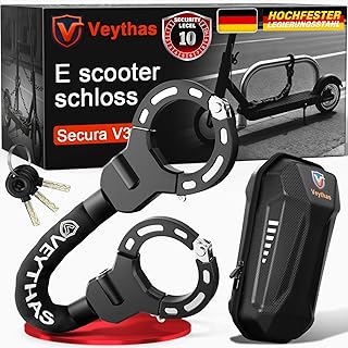 E Scooter Schloss mit Tasche - maximale Sicherheit mit schloss für e scooter,8mm handschellenschloss,90cm e-scooter schloss,Hochfeste Legierungen e roller schloss,für Scooter,Roller