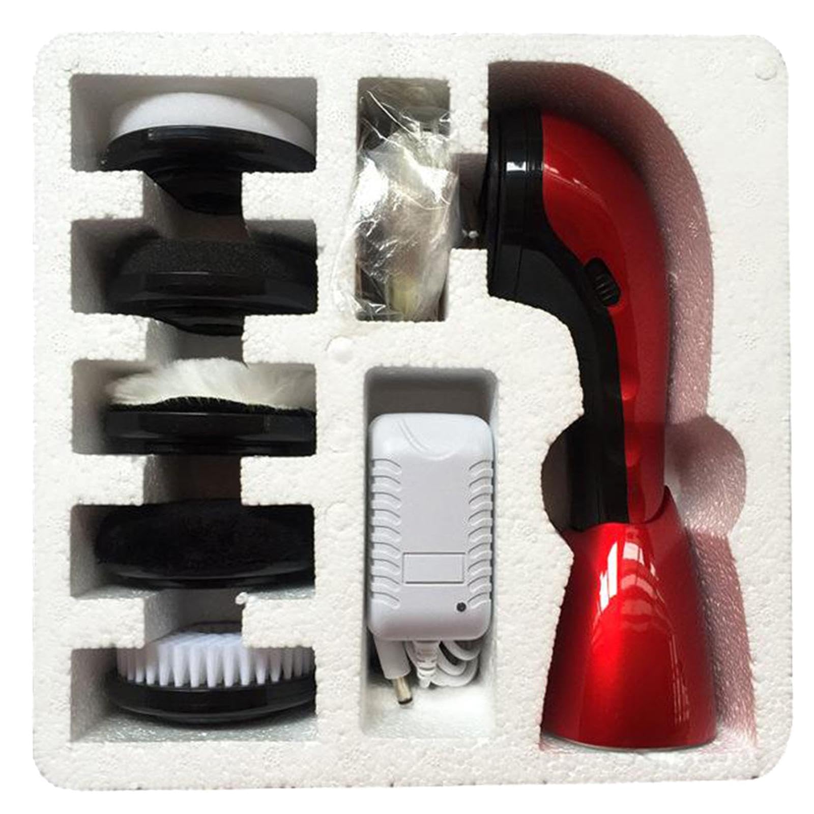 Perfeclan Pulidora de Calzado Eléctrica con Cerdas Delicadas para Piel, Rojo, Individual