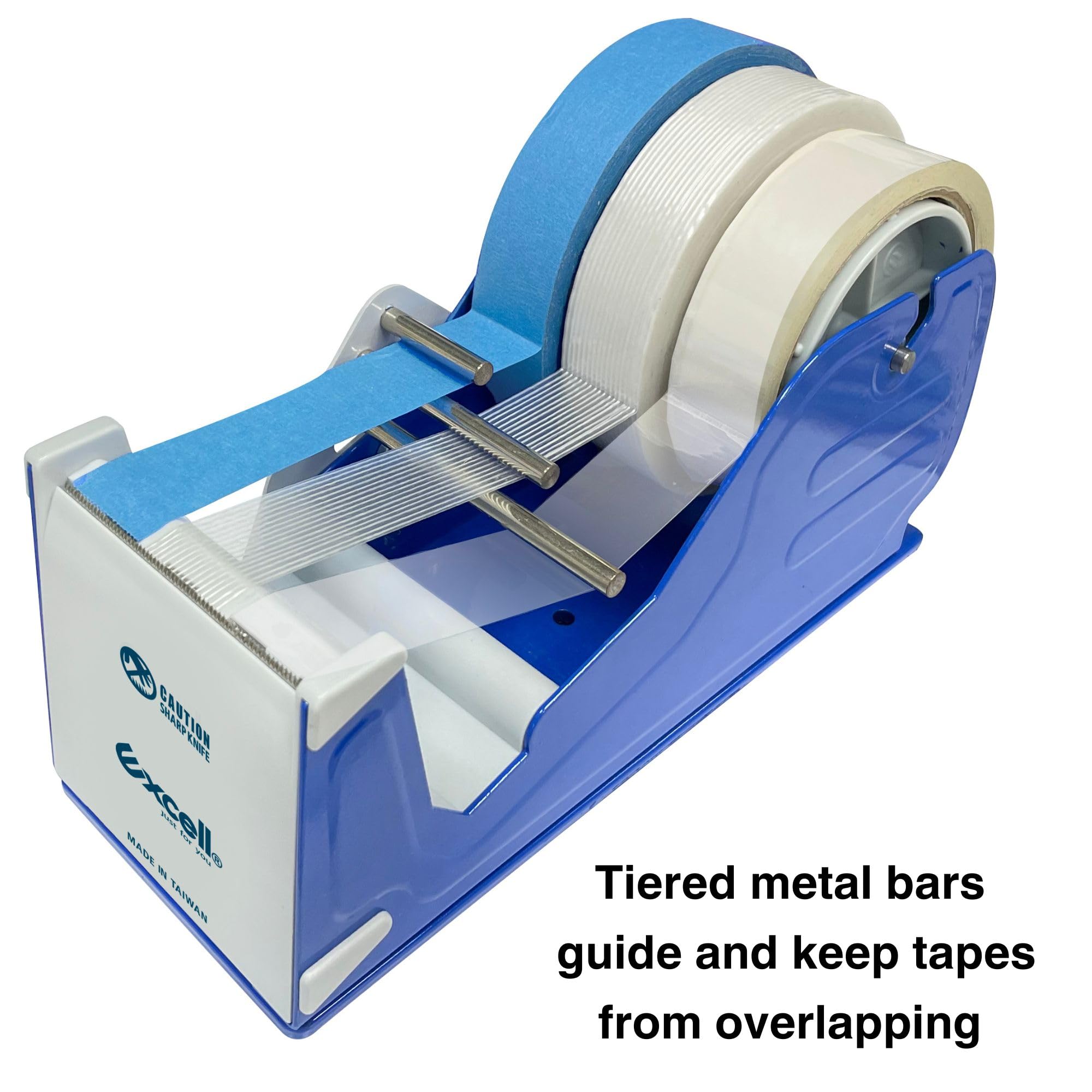 Excell Deluxe - Dispenser per nastro adesivo da scrivania, triplo extra largo, in metallo, con barre separatrici in metallo, EX-3372, larghezza 7,6 cm, nucleo da 7,6 cm
