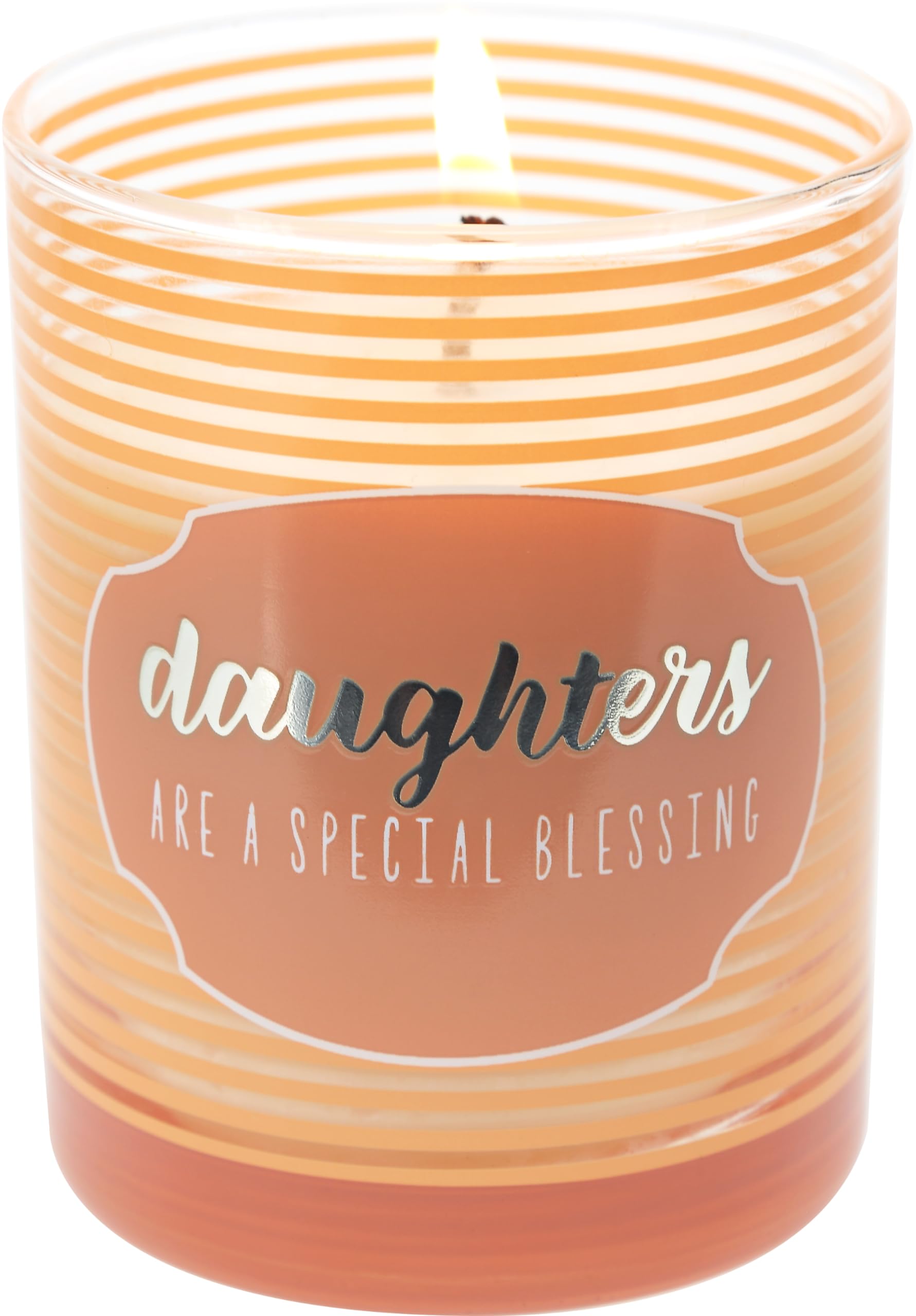 Bougie en verre à rayures orange et coton frais cadeau parfait pour fille