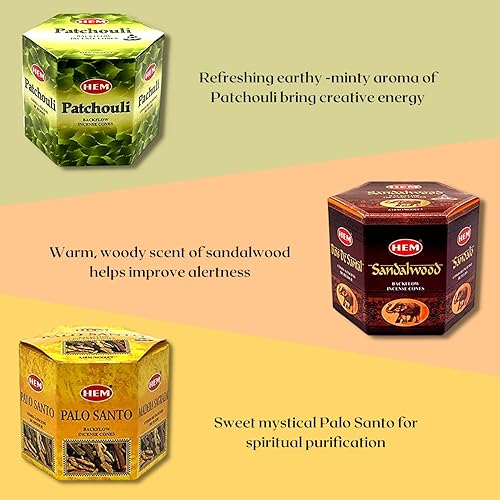 Miniatura 4 de Hem - Variedad de conos de incienso de reflujo – Paquete grande de 240 conos + 6 tipos | Palo Santo, lavanda, sándalo, salvia blanca, pachulí y