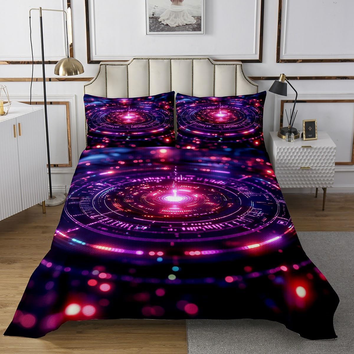 Homewish Astronaut Bedspread King,Skateboard Sports Bedding Set 3Pcs Kids Girls Boys Room Decor,Colorful Rainbow Galaxy Universe Comforter Set Trippy Hippie Style Quilt Coverlet,2 Pillowcases