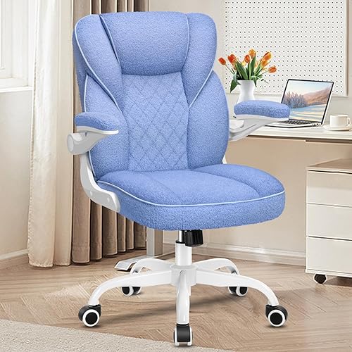 Brick Attic Sillas de sala de estar, silla de tocador ergonómica con ruedas, cómoda silla de dormitorio de terciopelo con reposabrazos abatibles,