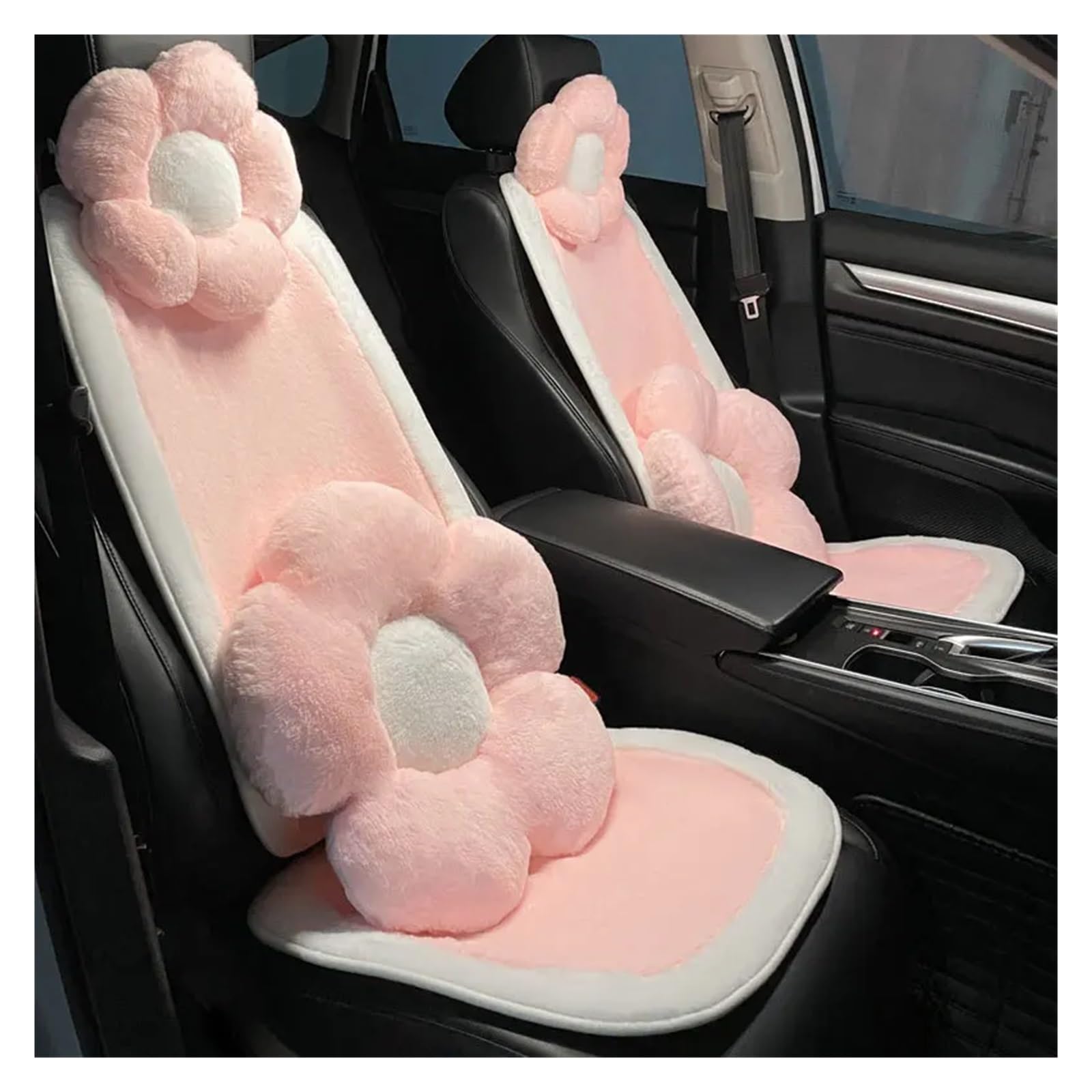 Fiore di peluche rosa carino cuscino for la vita dell'auto poggiatesta for auto cuscino di protezione del collo cuscino dello schienale del sedile anteriore posteriore vestito da ragazza(1pc rear cush