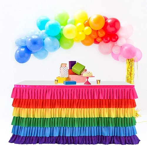 Miniatura 24 de Mantel de sirena para decoración de cumpleaños, falda de mesa tutú para mesas rectangulares, océano bajo el mar, fiesta, 9 pies