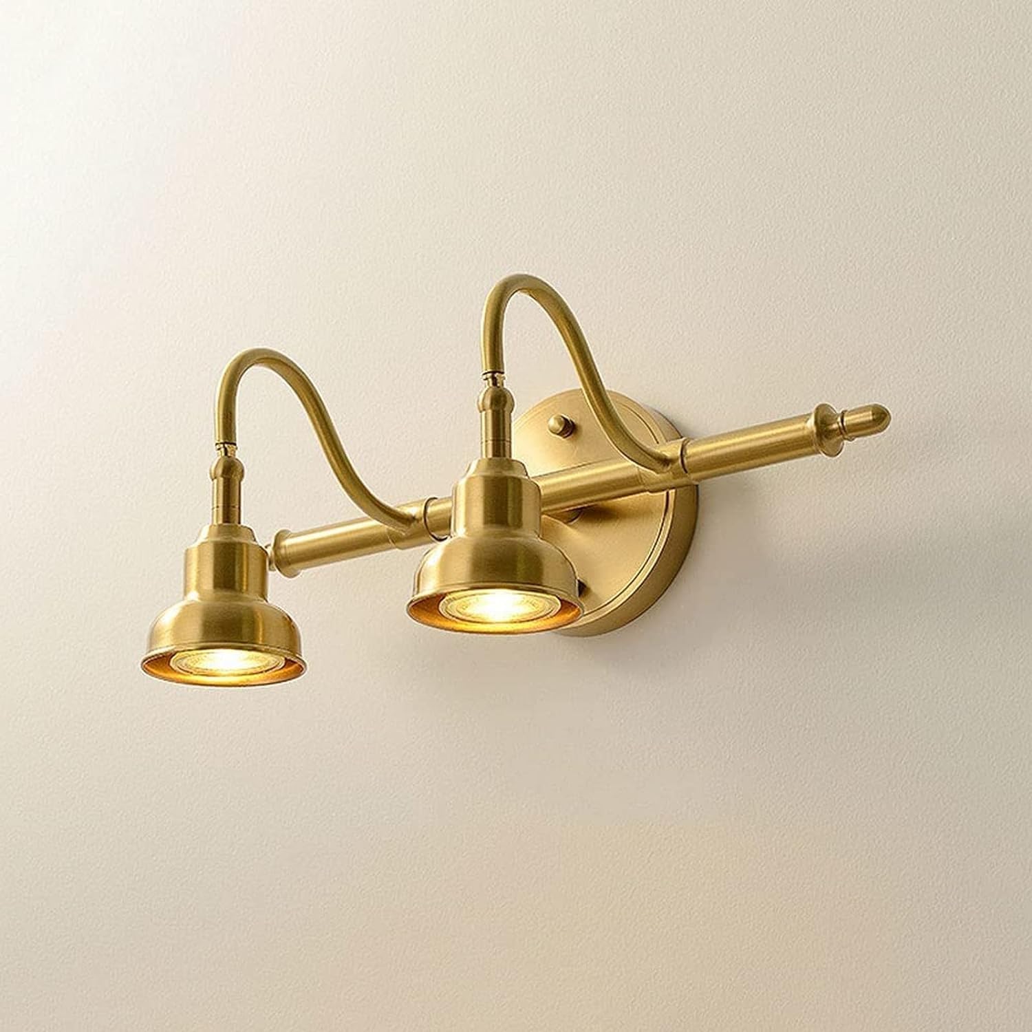 Olskfuh Size_name Bathroom Mirror Light Fitting, 90° Adjustable Vanity Lamp Brass Makeup Lighting Fixture, Copper Bath Wall Sconce Lighting Fixture,-2 Light