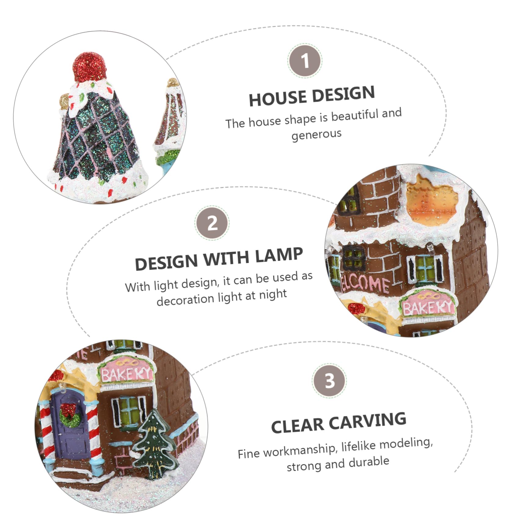 Amosfun Casa De Resina Luminosa Decoración Navideña Adorno De Escritorio Artesanía Sin Batería Hogar Casa Luminosa Navideña