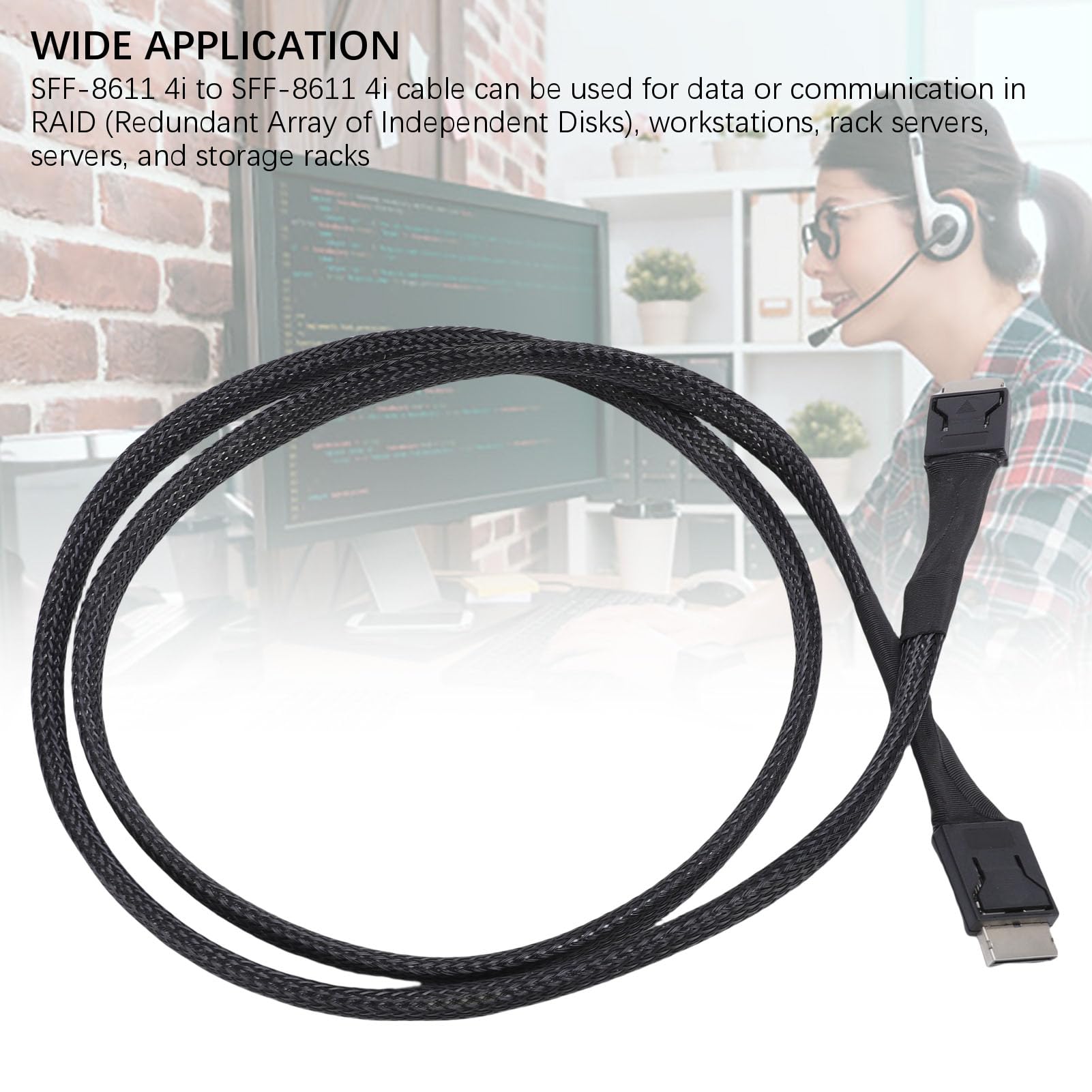 Bewinner SFF-8611 4I do SFF-8611 4I Active Kabel, PCIE Gen4 X4 64Gbps 39,3 Cala dla Oculink EGPU, OnexGPU, z nylonową kurtką, Nylonowym Materiałem