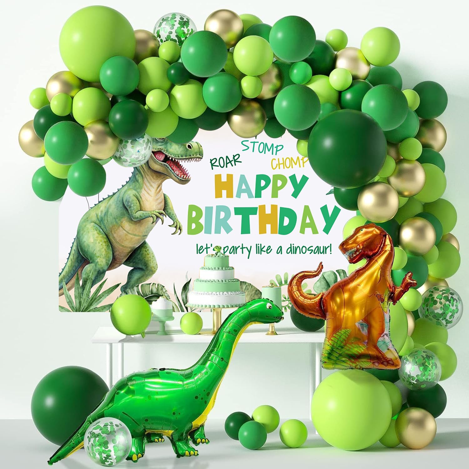 Telón de Fondo de Dinosaurio para Cumpleaños 3.6x2.5m, Dibujos Animados Selva Tropical Tyrannosaurus Rex Tema Fondo de Fotografía Niño Niña Cumpleaños Fiesta Decoración Accesorios de Estudio