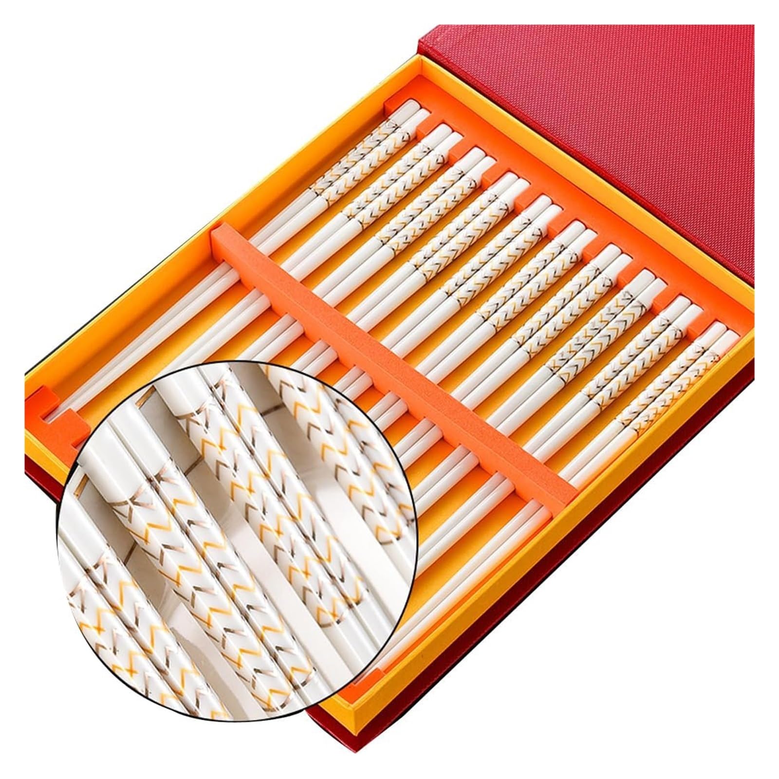Baguettes en céramique, Coffret cadeau de baguettes en porcelaine réutilisables qualité supérieure, coffret 10 paires avec étui