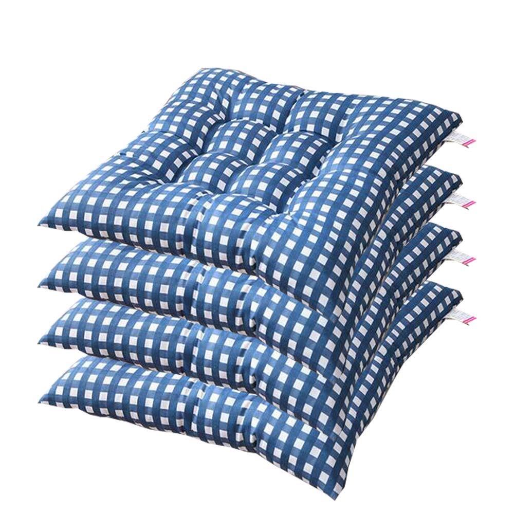 AGDLLYDSet of 4 Premium Padded Cushion Chair Seat Pads With Ties, Quilted Design - 40 x 40 x 7cm (blue)