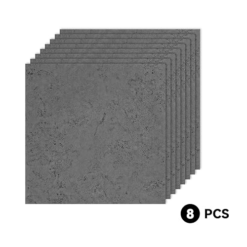 Miniatura 10 de VOLEAAR Azulejos de suelo gris para despegar y pegar, azulejos de vinilo de 12 x 12 pulgadas para sala de estar, dormitorio, cocina, impermeable,