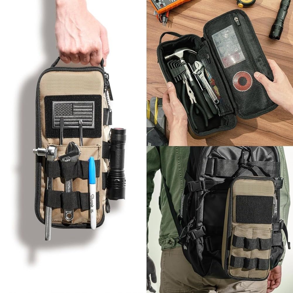Sac à Outils Robuste, Pochette de Rangement Utilitaire Portable, Parfaite pour, Moto, Vélo de Route, Électriciens