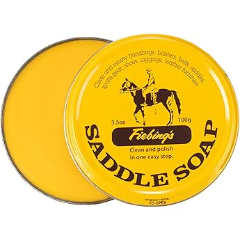 Fiebing's Yellow Saddle Soap for Leather (12 oz Tin) - Leather Cleaner & Conditioner to Soften, Protect & Restore Leathercraft - Leather Soap for Car Seat, Couch, Shoe, Purse, Boot, Bag, & Saddles
