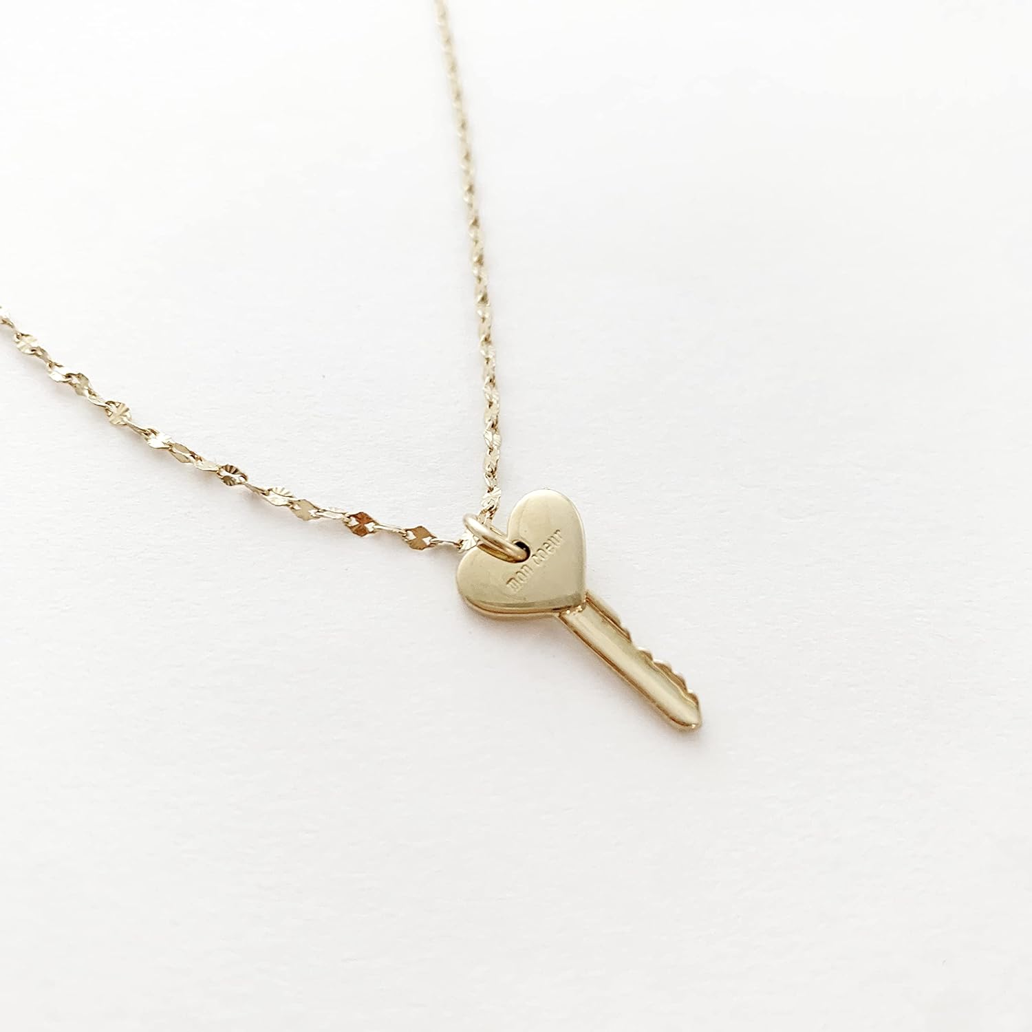 Honeycat Tiny Key Necklace Amour in Gold, Rose Gold, or Silver Amour Key Necklace | Minimalist, Delicate Jewelry