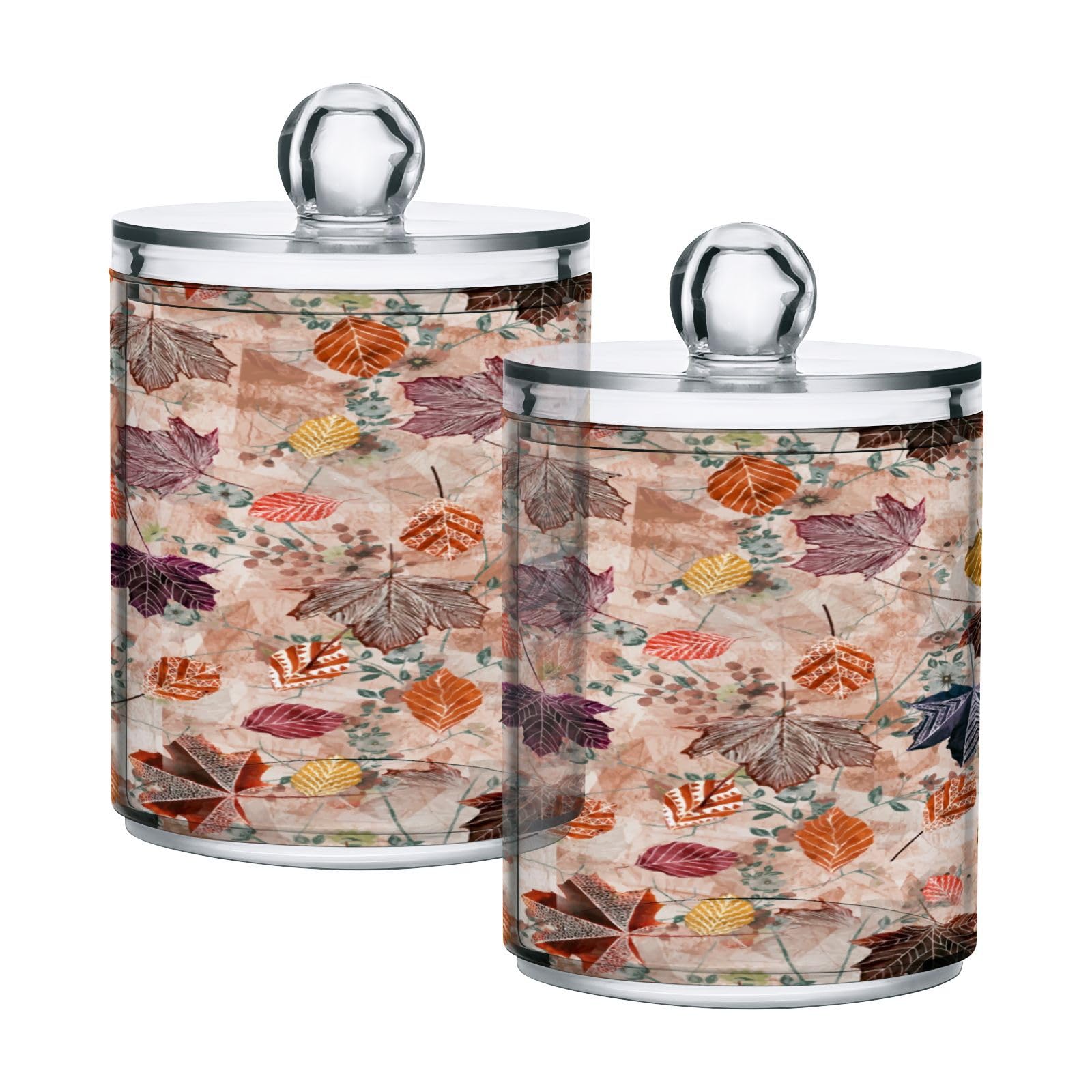 Retro-flower-pattern Restroom Bathroom Organizers with Lid Qtip Holder Dispenser Apothecary Jars Cotton Balls Pads Swabs Holder Jar 4