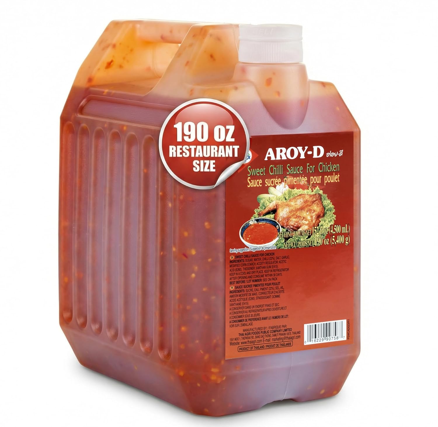 Aroy-D Thai Sweet Chili Sauce 11.9 lb (190 Oz), Bulk Size for Food Services, Restaurant and Party