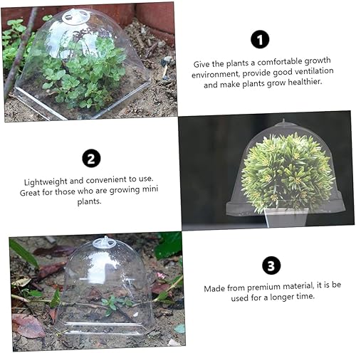 Miniatura 2 de MERRYHAPY 15 Uds. Cubierta de plántulas Cloche Plant Nursery Macetas Domo Mantener a las ardillas fuera de maceta, Mini cúpula de invernadero